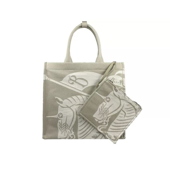 Burberry Knight Horseback Canvas Tote Women Beige Tote Bags - Picture 4 of 5